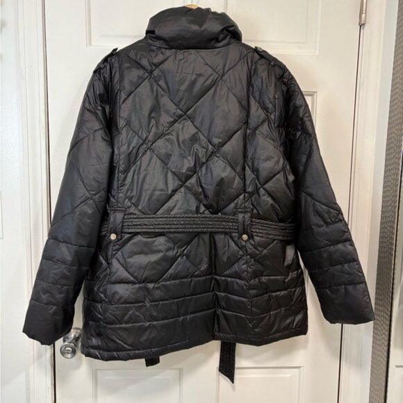 Big Chill Women’s Puffer Jacket Black 2XL Belted Full Zip Pockets Medium Length - Picture 6 of 15